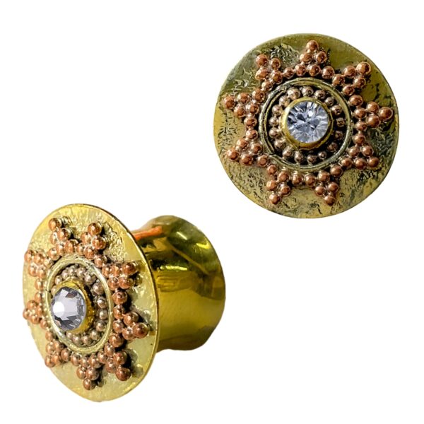 Expansor artesanal tapón bronce pulido “STRASS Y BOLITAS”