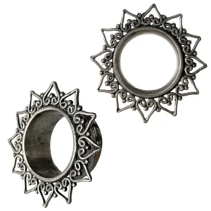 Expansor artesanal túnel bronce niquelado “CORAZONES”