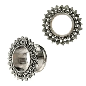Expansor artesanal túnel bronce niquelado “HOJAS”