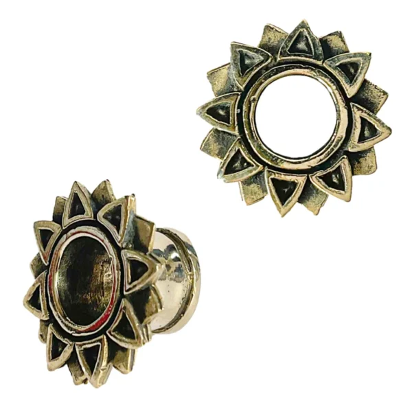 Expansor artesanal túnel bronce niquelado “TRIÁNGULOS”