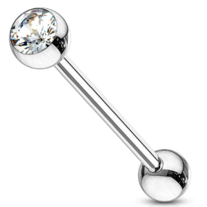 Pieza de Joyería Barbell Lengua 1 Strass Zirconio Premium