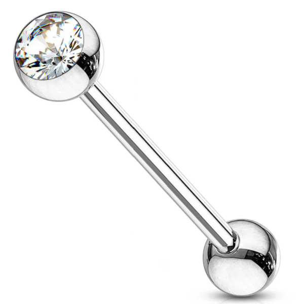 Pieza de Joyería Barbell Lengua 1 Strass Zirconio Premium